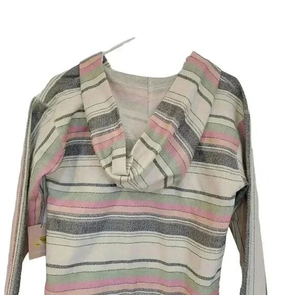 O'Neill Girl's Ivory Striped Cotton/Poly Rita Hooded Lounge Pullover NEW - Picture 9 of 14